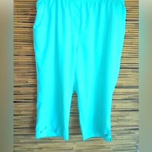 Allison Daley 18 Pull-On Turquoise Stretch Capri Pants